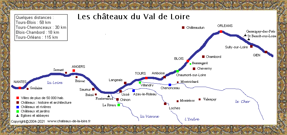 carte des chateaux de la loire